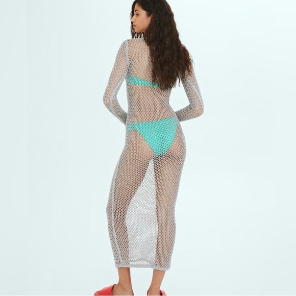 NWT Simon Miller Silver Mesh Long Sleeve Dress - Picture 3 of 6